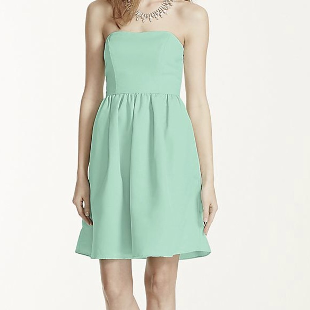 SHORT STRAPLESS FAILLE DRESS W/ FULL SKIRT
F15810
